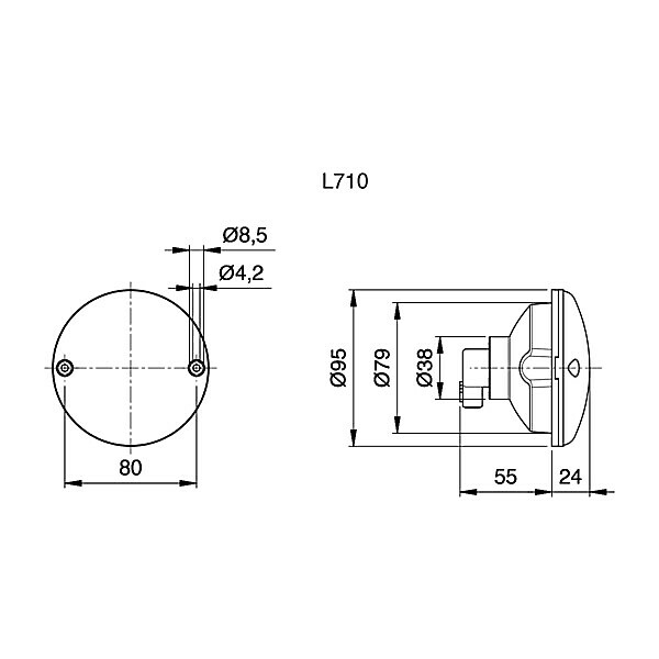ROUND REAR LIGHT DIAM. 95 MM - TRANSPARENT DIRECTION - 12V - Image 2