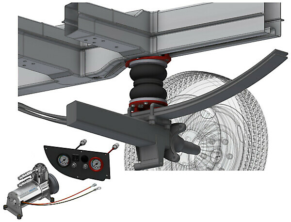 DUCATO X250/X290 SUSPENSION KIT WITH COMPRESSOR AND DASHBOARD PRESSURE GAUGE