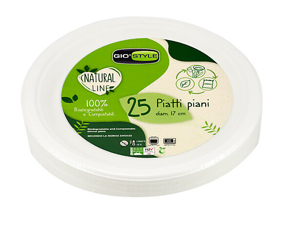 DINNER PLATES 22.5CM 25PCS CELLULOSE PULP GIOSTYLE
