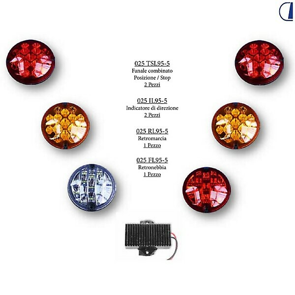 KIT OF 6 LED LIGHTS 95MM 12V+2 CAR RES
