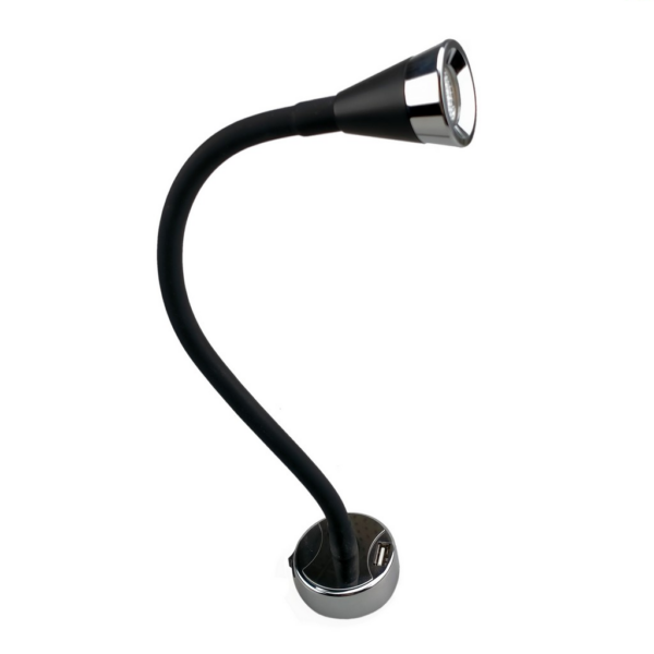 FLEX LIGHT 1W 3200K BLACK SOFT TOUCH +USB