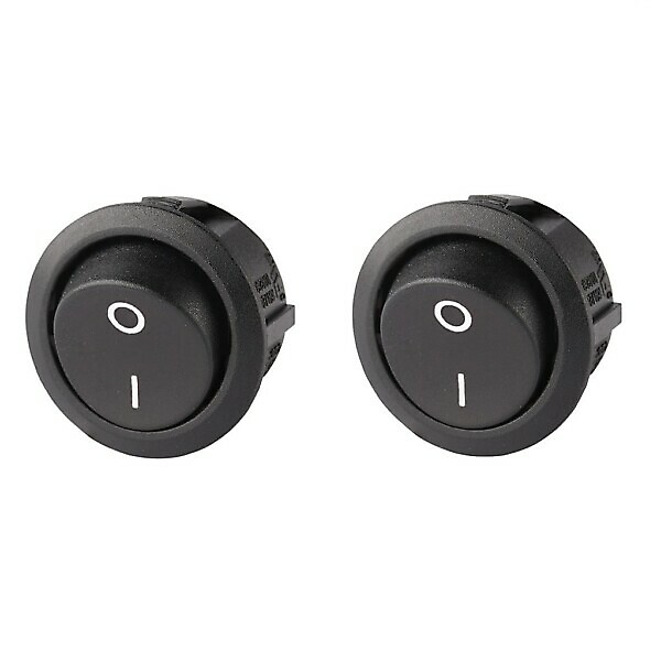 SINGLE-POLE SWITCH 10A ROUND BLACK I/0 (BLISTER PACK 2PCS)