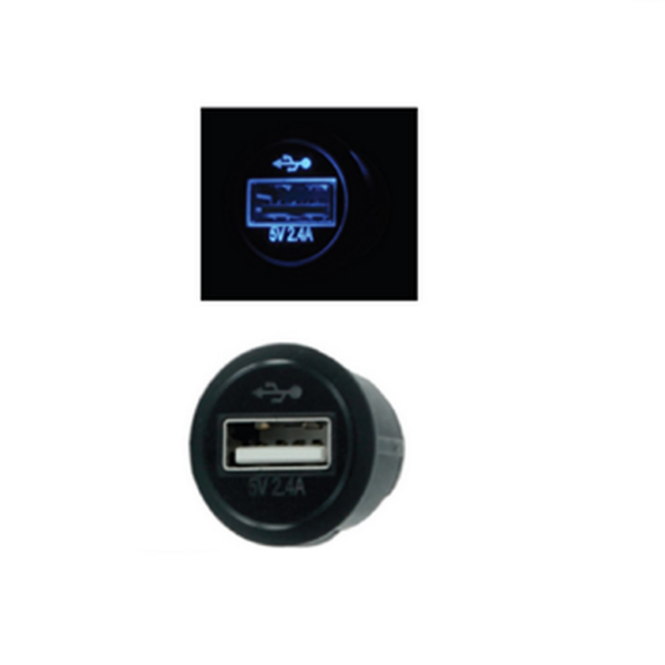 USB SOCKET 12VDC, 2.4A BL.
